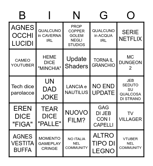 MINECRAFT LIVE Bingo Card