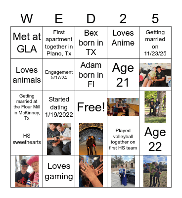 About the couple Bingo Card