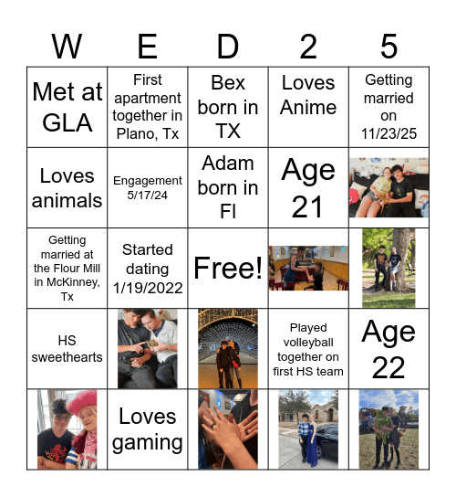 About the couple Bingo Card