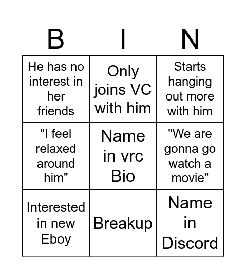 Icys Eboy Bingo Card