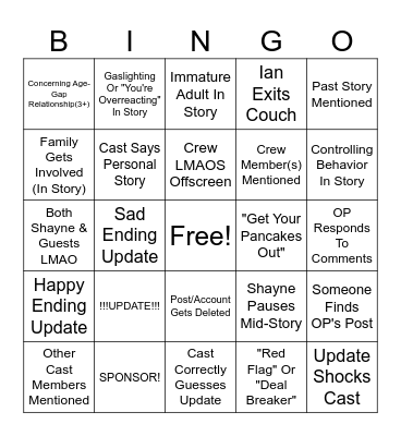 SRRS Bingo Card