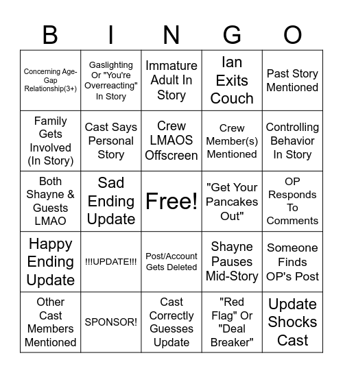 SRRS Bingo Card