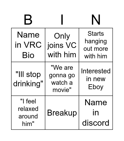 Icy's Eboy Bingo Card
