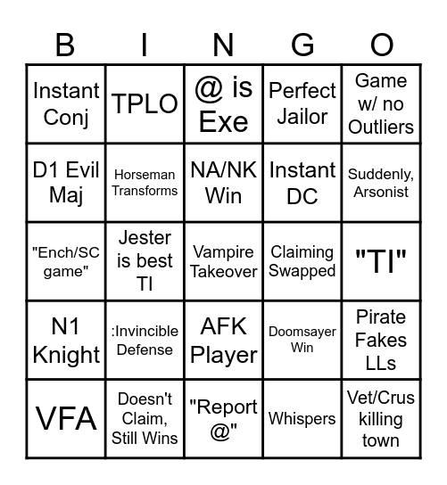 Town of Salem 2 True All Any Bingo Card