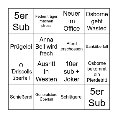 Osborne Bingo Card