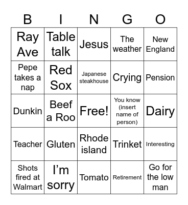 Family bingo Card