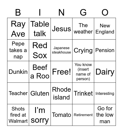 Family bingo Card