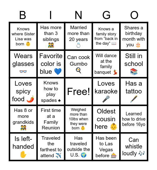 Broadnax Family BINGO Card