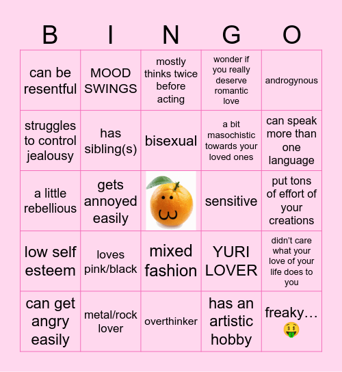 ME KINNIE BINGO. Bingo Card