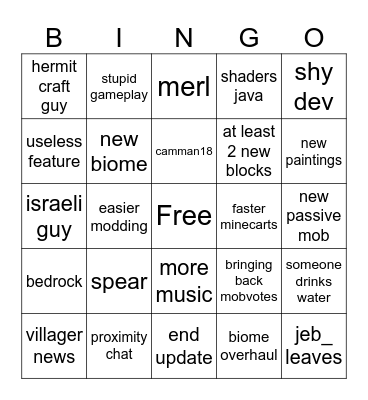 minecraft live 2025 Bingo Card