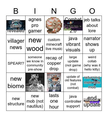 MINECRAFT LIVE Bingo Card