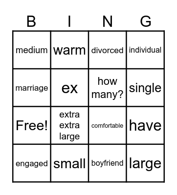 ASL Vocabulary Bingo Card