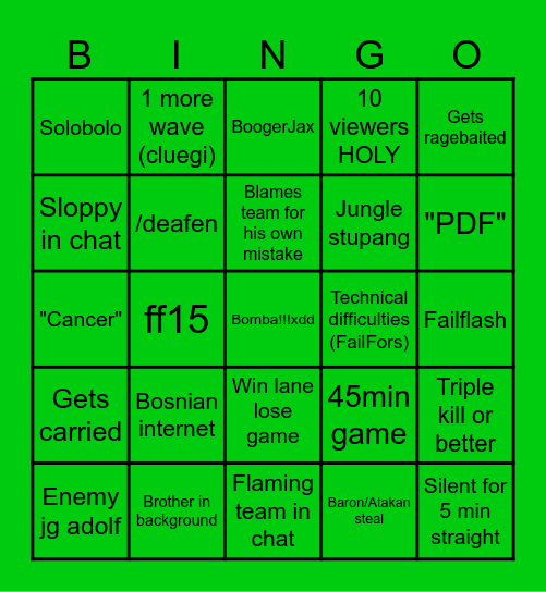 BoogerHead bingo! Bingo Card