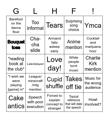 Wedding!! Bingo Card