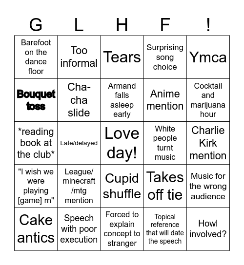 Wedding!! Bingo Card