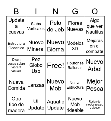 Minecraft Live 2025 Bingo Card
