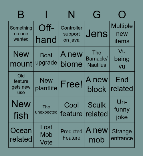 Minecraft Live #1 2025 Bingo Card