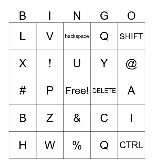 Keyboard Bingo Card