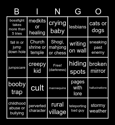 Silent Hill f Bingo Card