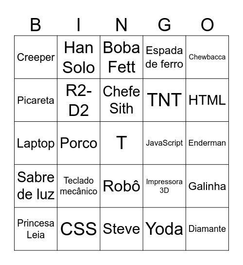 Bingo do Thiago - Versão Beta 18.0 Bingo Card