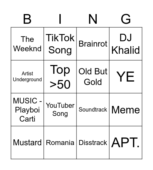 Spotify Bingo Card