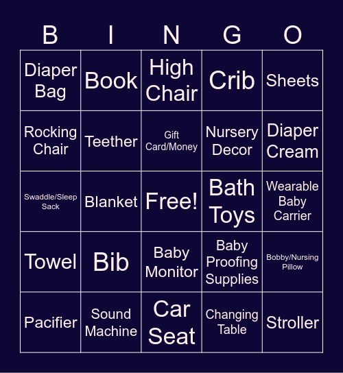 BABY BINGO Card