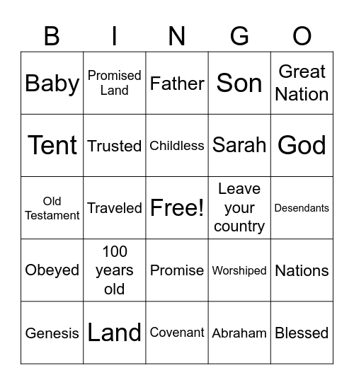 Abraham Bingo Card