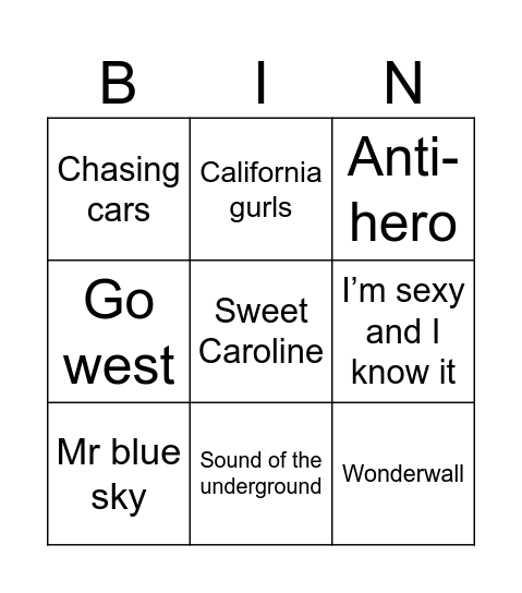 Untitled Bingo Card