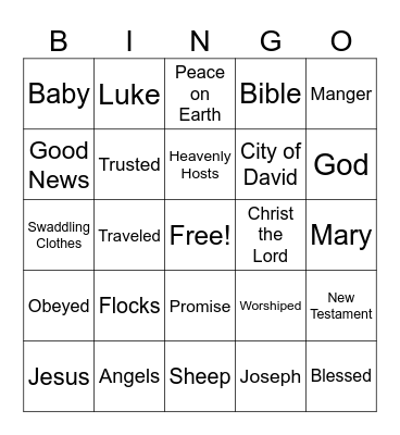 Jesus' Birth Bingo Card