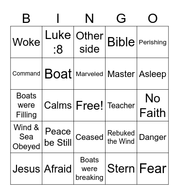 Jesus Calms the Storm Bingo Card