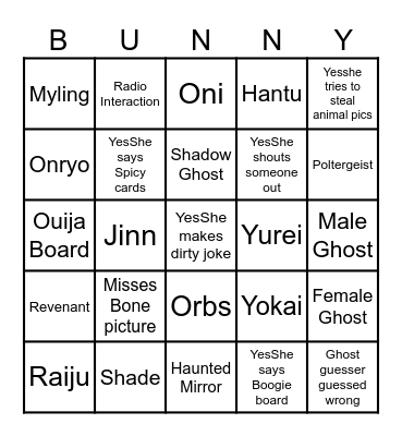 Phasmophobia Bingo Card