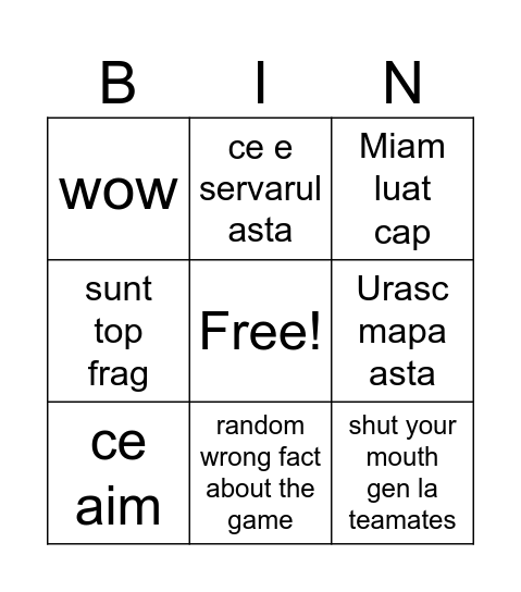 luca valo Bingo Card