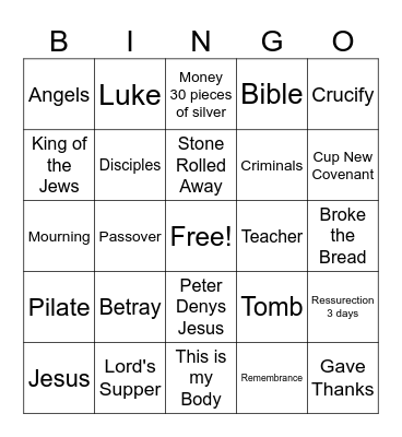 The Cross Bingo Card