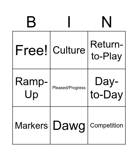 Dan Quinn Presser Bingo Card