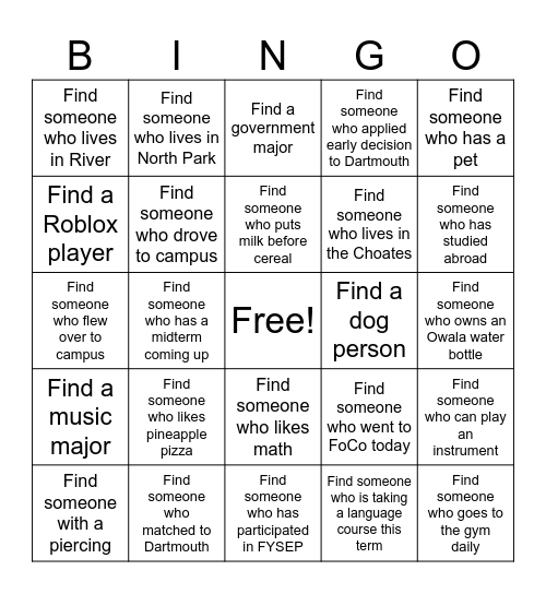 QB WELCOME DINNER !!! Bingo Card