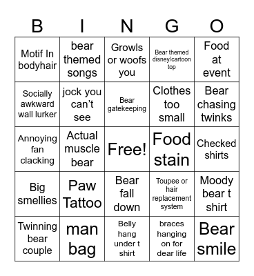 Bear bingo Card