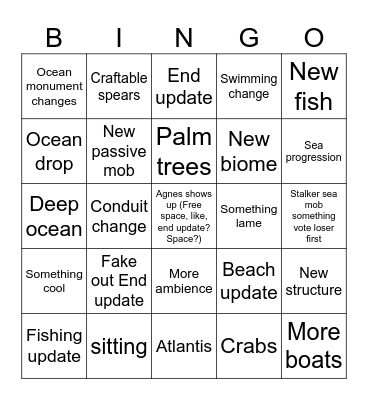 Minecraft Direct Bingo Card