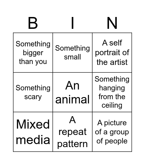 GALLERY BINGO Card