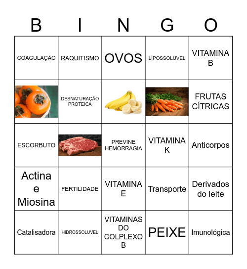 BINGO SAIS E PROTEÍNAS Bingo Card