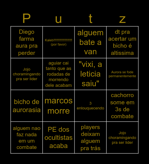 sessao final Bingo Card
