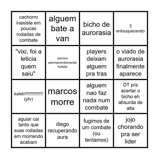 sessao final Bingo Card