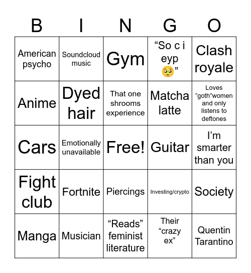 First date nerfs Bingo Card
