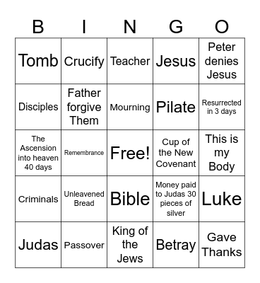 The Cross Bingo Card