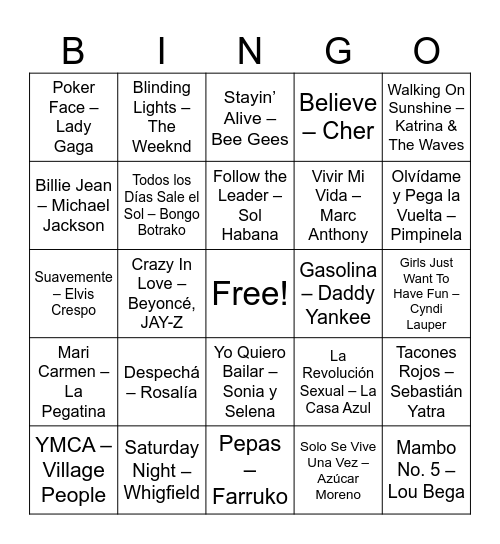 Los 60 de Oscar Bingo Card