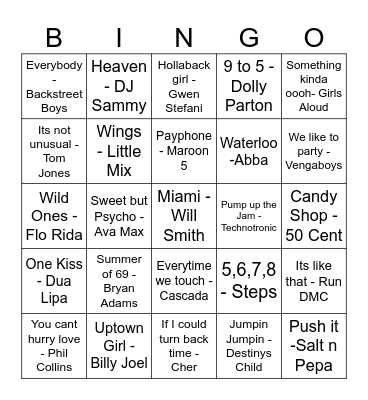 Music Bingo Card