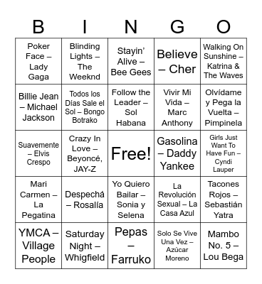 Los 60 de Oscar Bingo Card