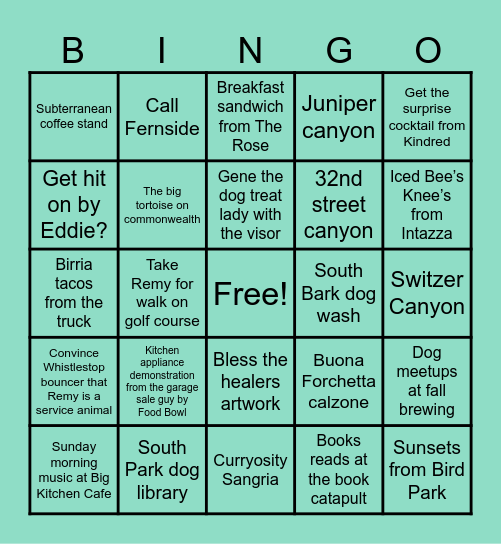 South Park Bingo Card