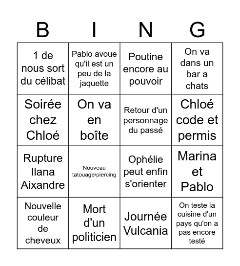 Bingo 2026 Bingo Card