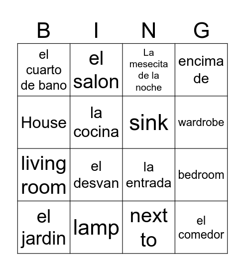 La Casa Bingo Card