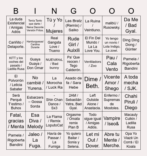 BINGO MUSICAL Bingo Card